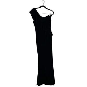 Betsy & Adam One Shoulder Ruffle Gown Women's Black Size 4